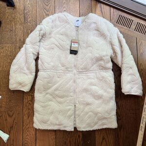 Nike Womens Size Large Loose High-Pile Jacket White FV8025-104 New